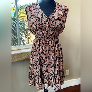 AUW Paisley Sleeveless V-Neck Fit & Flare Mini Dress Women’s Size Large